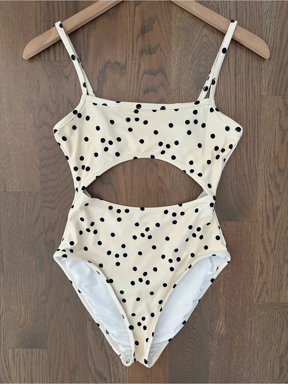 Madewell Second Wave Cutout One-Piece Swimsuit in Pearl Ivory Dot Toss Small